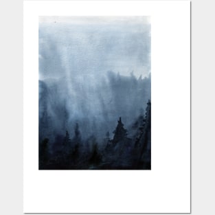 Watercolor landscape sky clouds Posters and Art